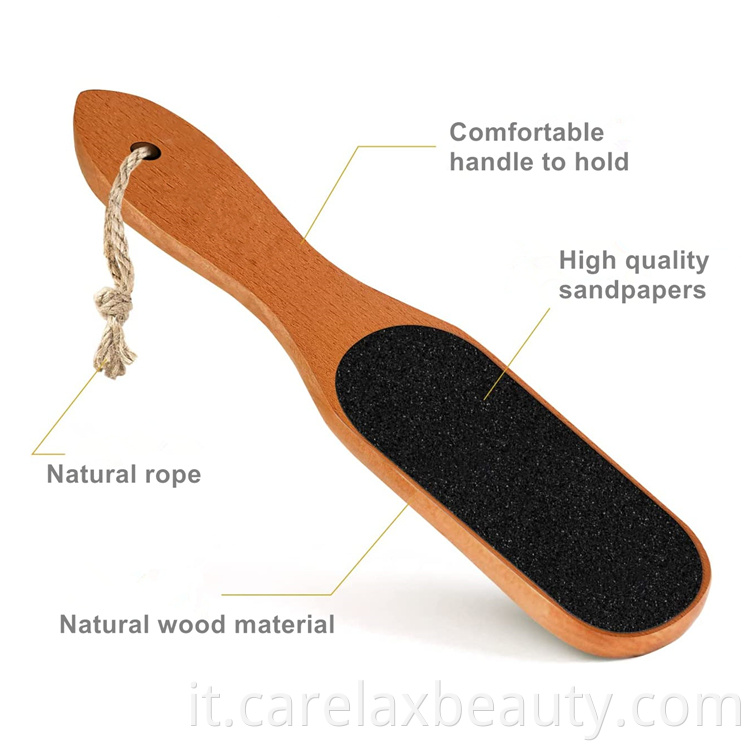 Wooden Pedicure Foot File Feet Scrubber With Handle For Callus Dead Skin1